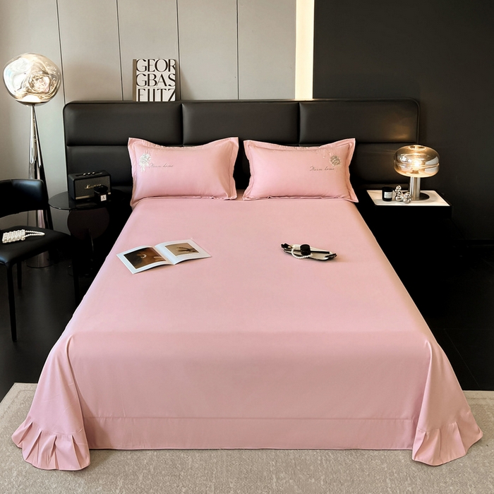 91家纺网 家纺一手货源 找家纺 韩后家纺 2025新款亲肤舒适纯色刺绣四件套-水墨青花系列 水墨青花-浅粉