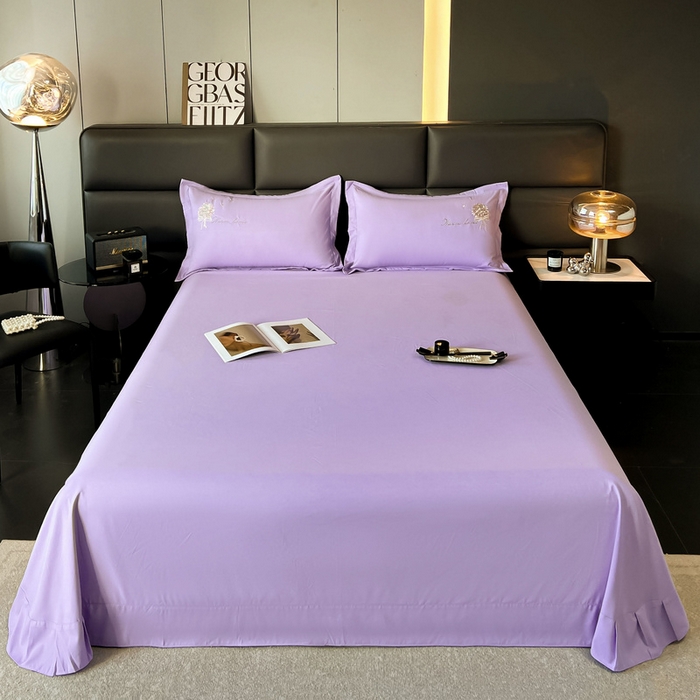 91家纺网 家纺一手货源 找家纺 韩后家纺 2025新款亲肤舒适纯色刺绣四件套-水墨青花系列 水墨青花-香芋紫