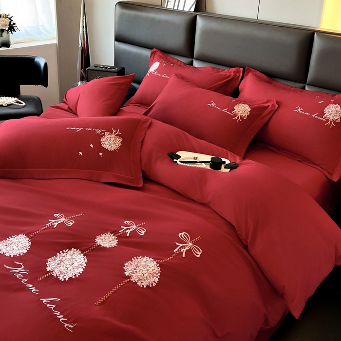 91家纺网 家纺一手货源 找家纺 （总）韩后家纺 2025新款亲肤舒适纯色刺绣四件套-水墨青花系列