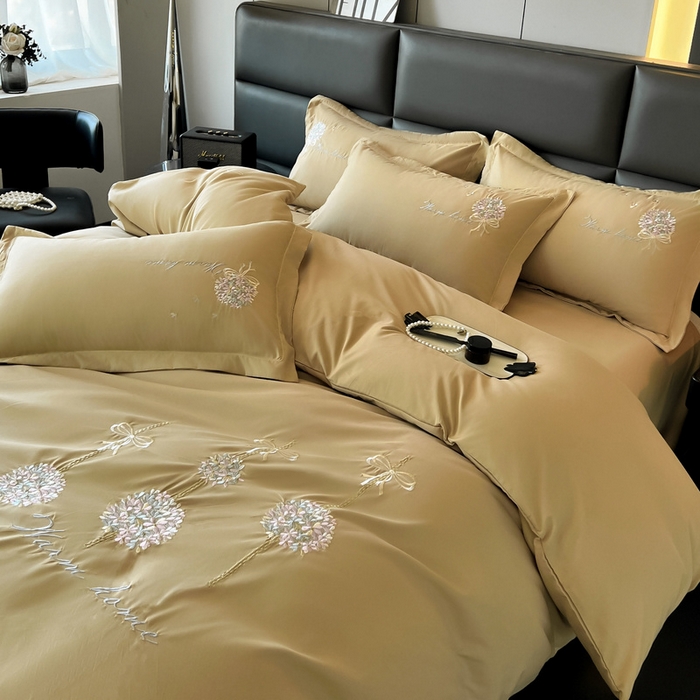 91家纺网 家纺一手货源 找家纺 （总）韩后家纺 2025新款亲肤舒适纯色刺绣四件套-水墨青花系列