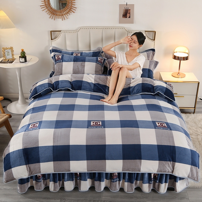 91家纺网 家纺一手货源 找家纺 （总）绒品壹家  2025新款电商直播爆款高克重5斤牛奶绒金貂绒印花床裙款三件套四件套