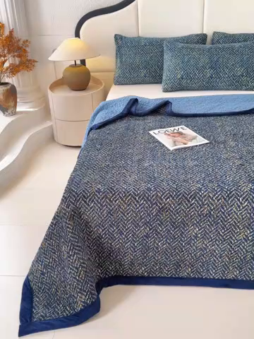 91家纺网 家纺一手货源 找家纺 （总）大渔生活 2025新款高克重牛奶绒夹棉床盖单床盖床盖单件