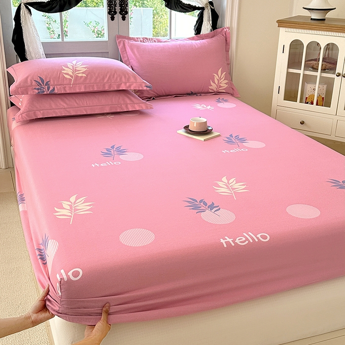 91家纺网 家纺一手货源 找家纺 家贝爱 2025新款加厚生态全棉磨毛床笠 你好叶