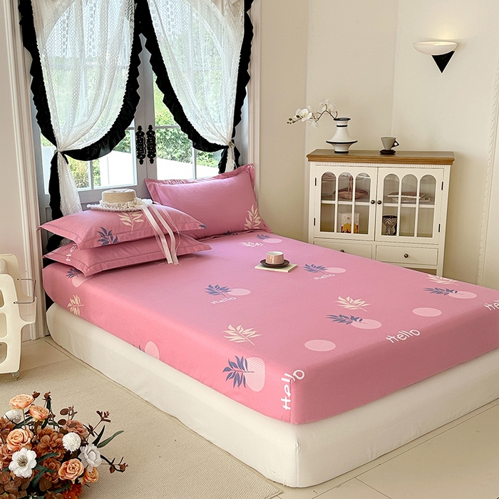 91家纺网 家纺一手货源 找家纺 家贝爱 2025新款加厚生态全棉磨毛床笠 你好叶