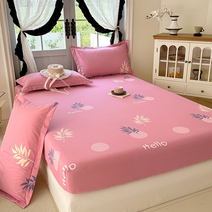 91家纺网 家纺一手货源 找家纺 家贝爱 2025新款加厚生态全棉磨毛床笠 你好叶