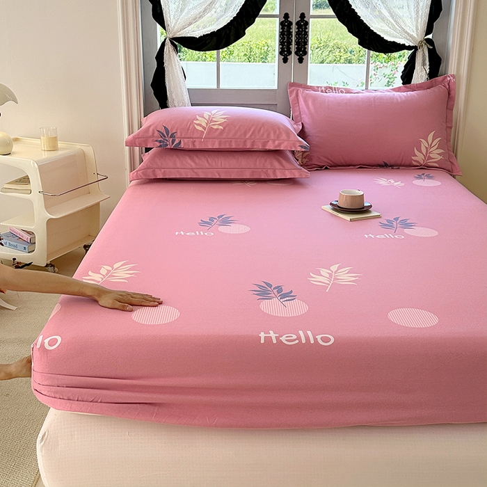 91家纺网 家纺一手货源 找家纺 家贝爱 2025新款加厚生态全棉磨毛床笠 你好叶