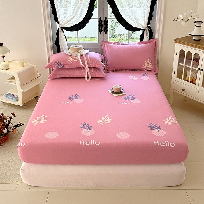 91家纺网 家纺一手货源 找家纺 家贝爱 2025新款加厚生态全棉磨毛床笠 你好叶