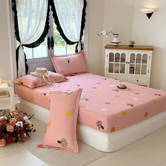 91家纺网 家纺一手货源 找家纺 家贝爱 2025新款加厚生态全棉磨毛床笠 泡泡菇