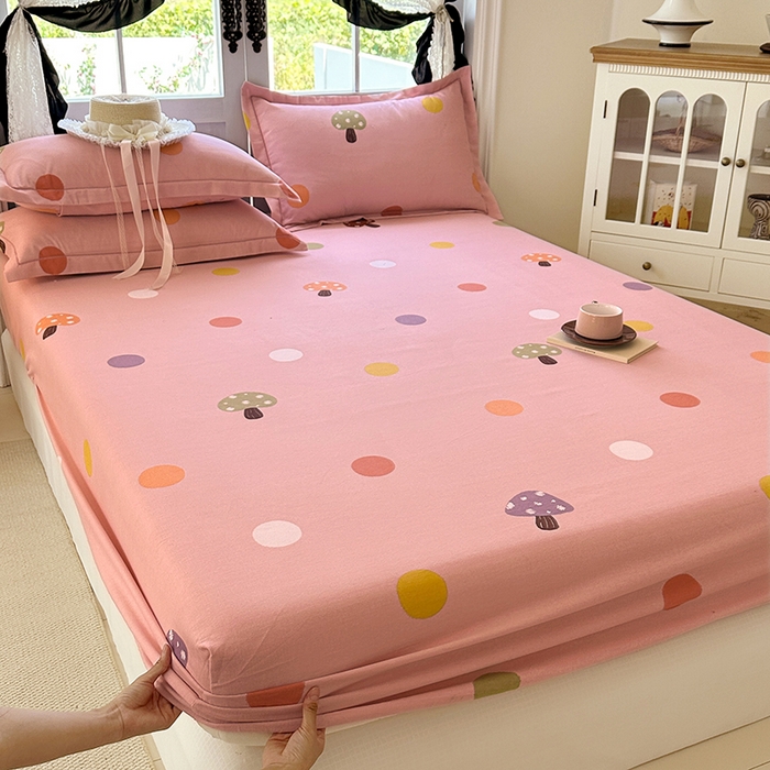 91家纺网 家纺一手货源 找家纺 家贝爱 2025新款加厚生态全棉磨毛床笠 泡泡菇