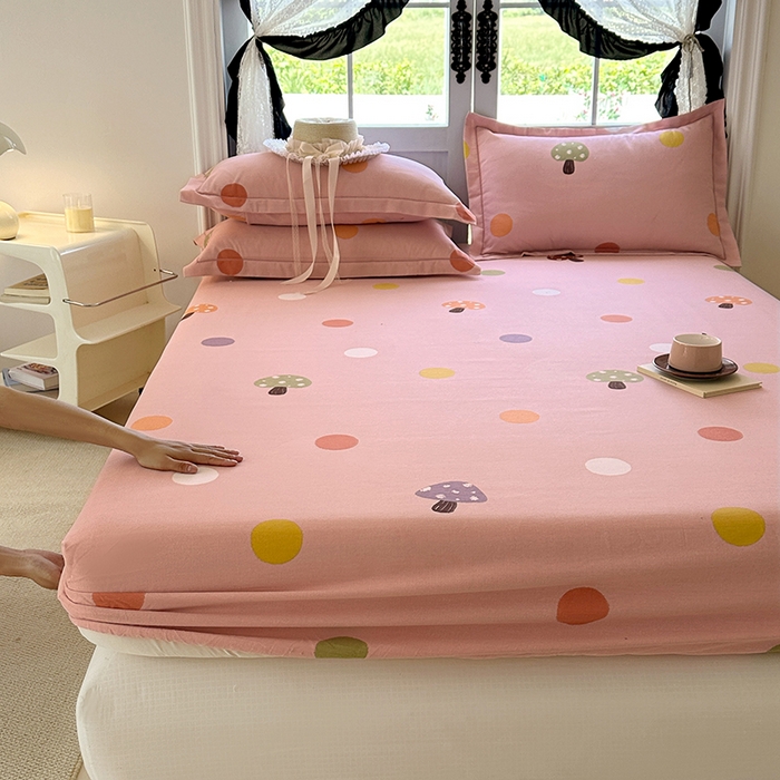 91家纺网 家纺一手货源 找家纺 家贝爱 2025新款加厚生态全棉磨毛床笠 泡泡菇