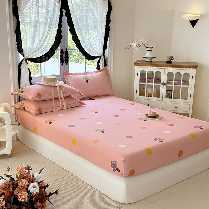 91家纺网 家纺一手货源 找家纺 家贝爱 2025新款加厚生态全棉磨毛床笠 泡泡菇