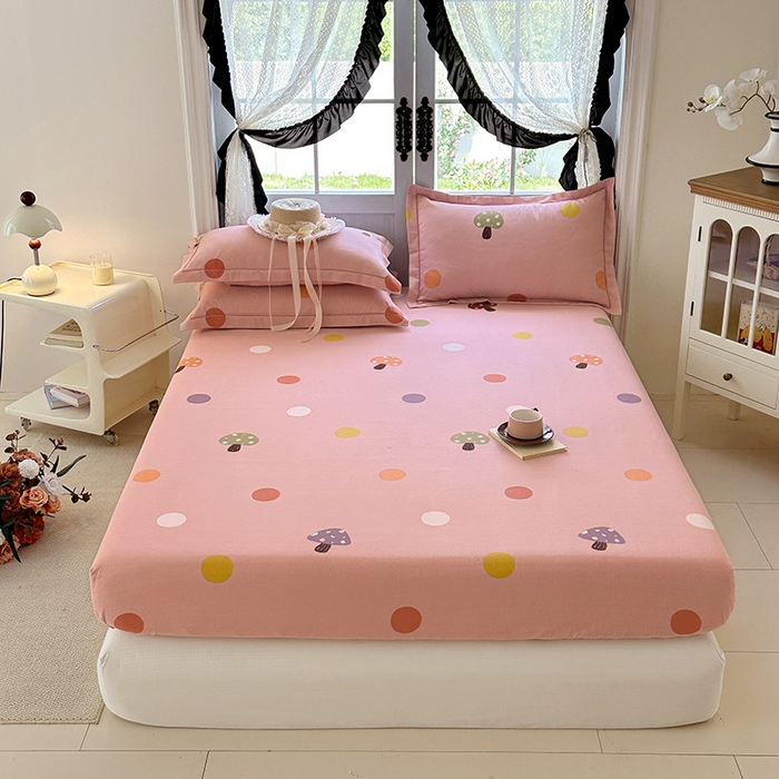 91家纺网 家纺一手货源 找家纺 家贝爱 2025新款加厚生态全棉磨毛床笠 泡泡菇