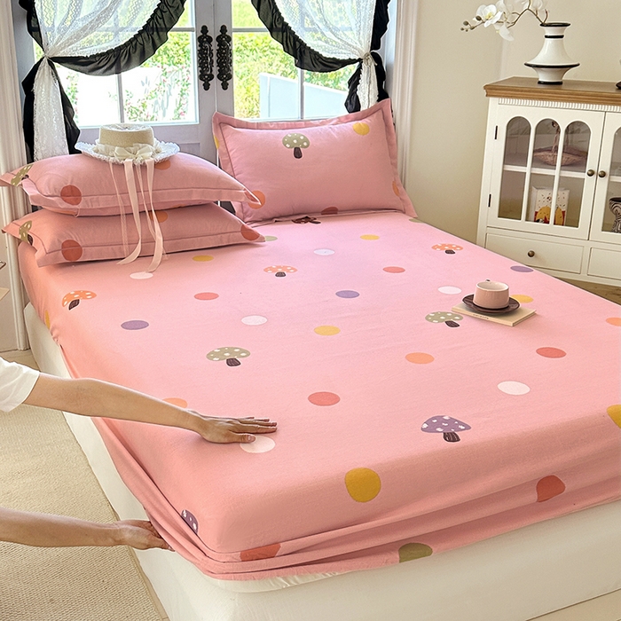 91家纺网 家纺一手货源 找家纺 家贝爱 2025新款加厚生态全棉磨毛床笠 泡泡菇