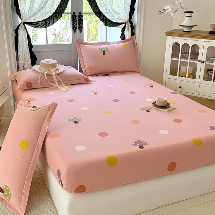 91家纺网 家纺一手货源 找家纺 家贝爱 2025新款加厚生态全棉磨毛床笠 泡泡菇