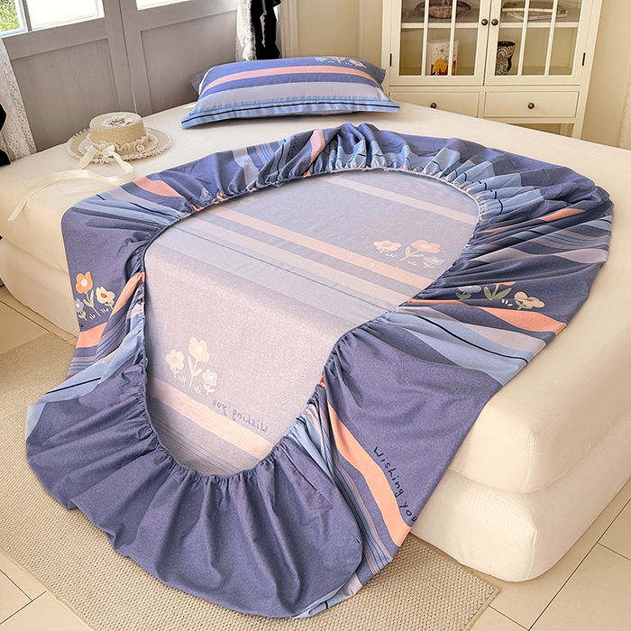 91家纺网 家纺一手货源 找家纺 家贝爱 2025新款加厚生态全棉磨毛床笠  三色花