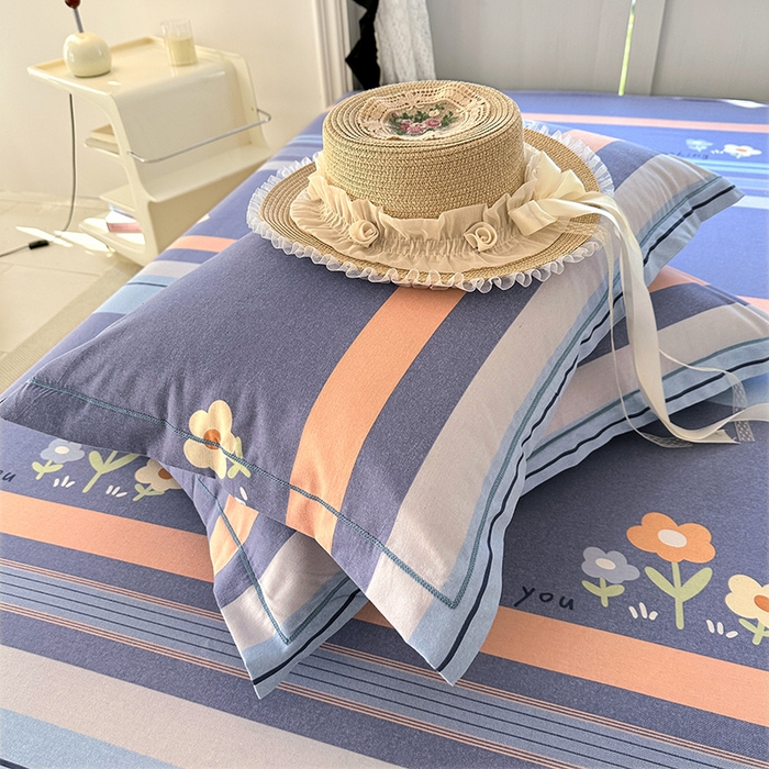 91家纺网 家纺一手货源 找家纺 家贝爱 2025新款加厚生态全棉磨毛床笠  三色花