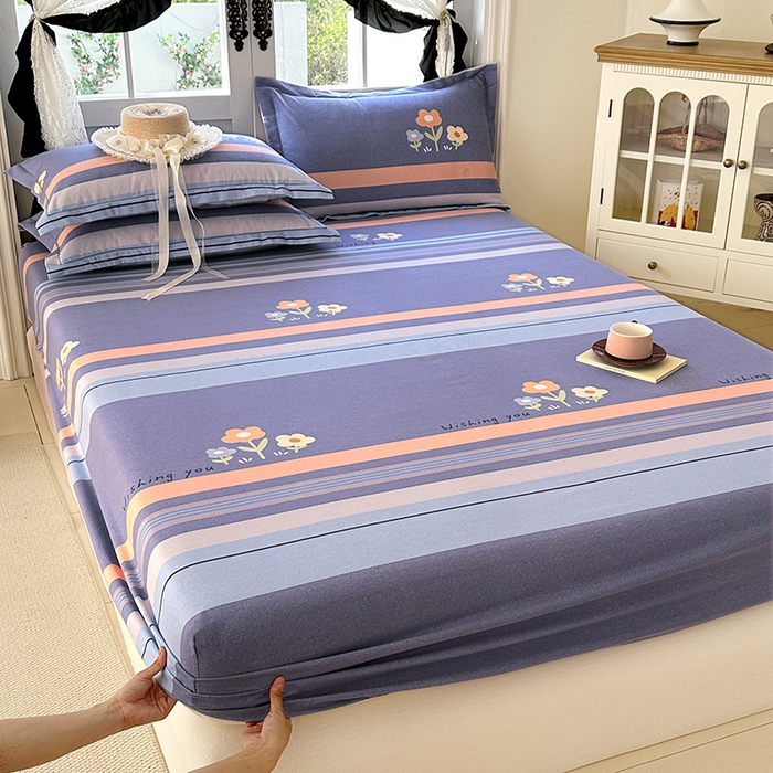 91家纺网 家纺一手货源 找家纺 家贝爱 2025新款加厚生态全棉磨毛床笠  三色花