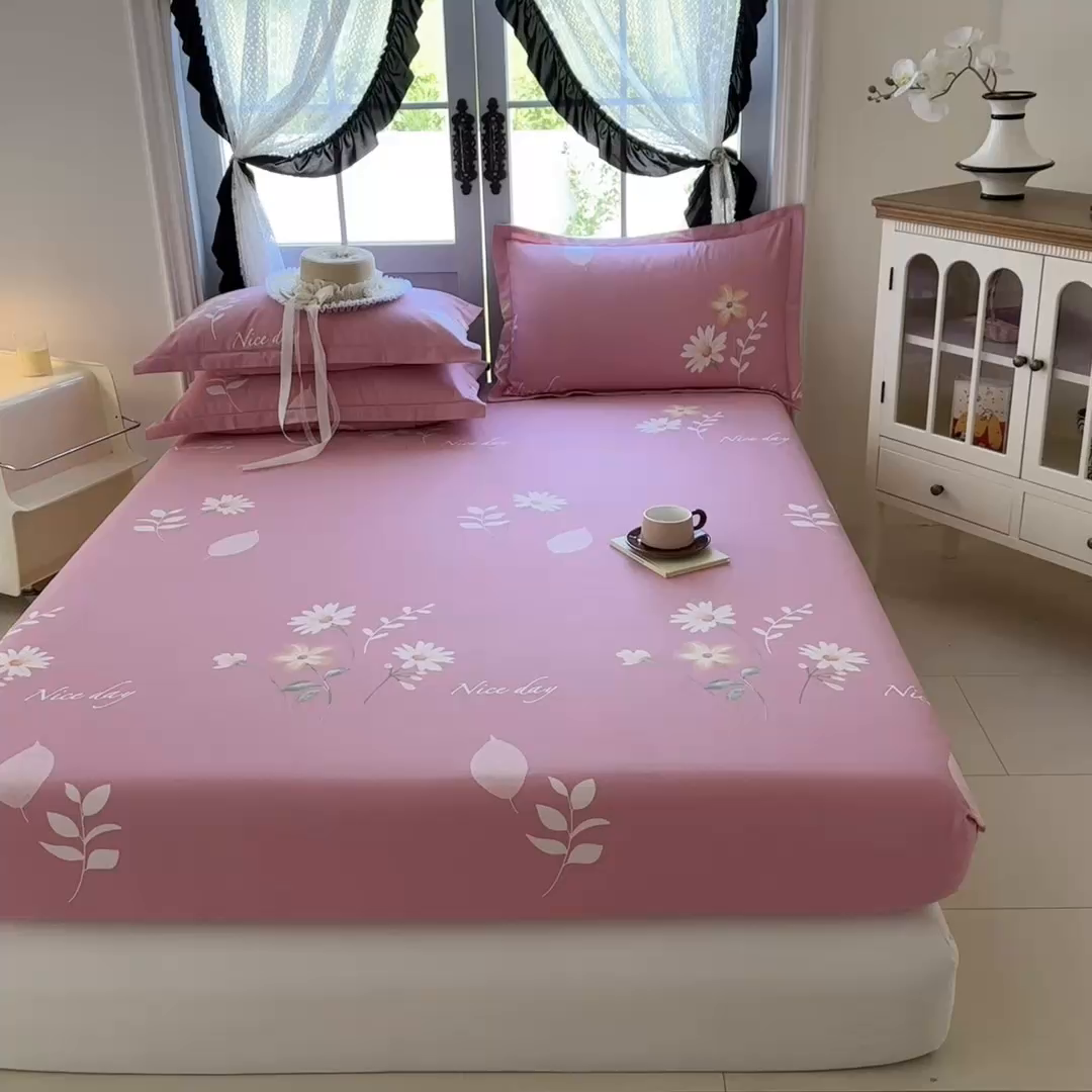 91家纺网 家纺一手货源 找家纺 家贝爱 2025新款加厚生态全棉磨毛床笠 洋洋花恋