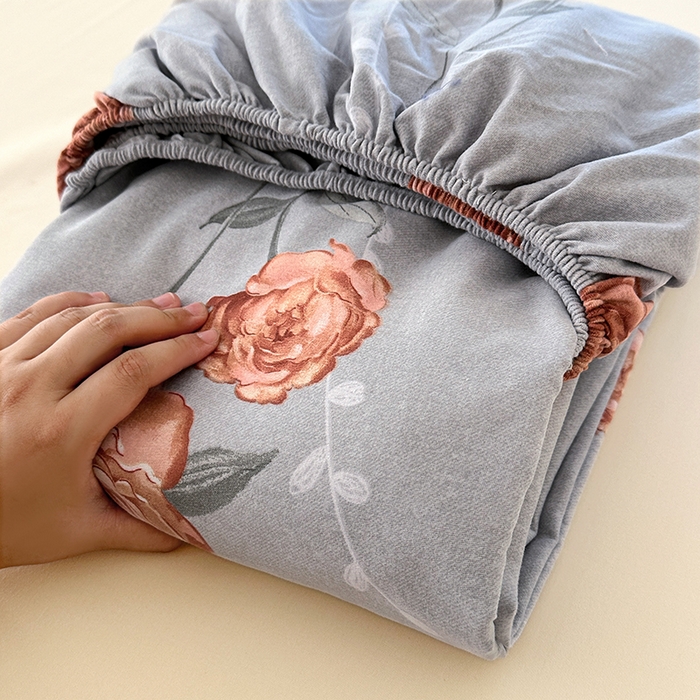 91家纺网 家纺一手货源 找家纺 家贝爱 2025新款加厚生态全棉磨毛床笠  芙蓉花语