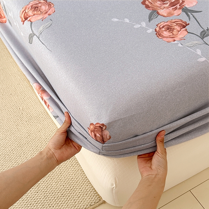 家贝爱 2025新款加厚生态全棉磨毛床笠  芙蓉花语