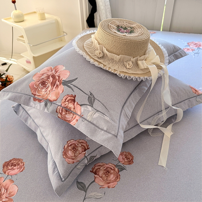 91家纺网 家纺一手货源 找家纺 家贝爱 2025新款加厚生态全棉磨毛床笠  芙蓉花语