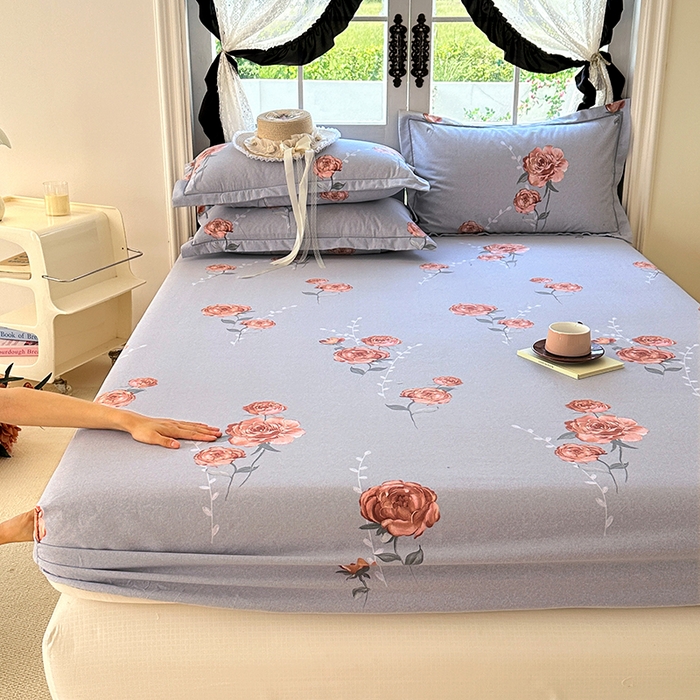 91家纺网 家纺一手货源 找家纺 家贝爱 2025新款加厚生态全棉磨毛床笠  芙蓉花语