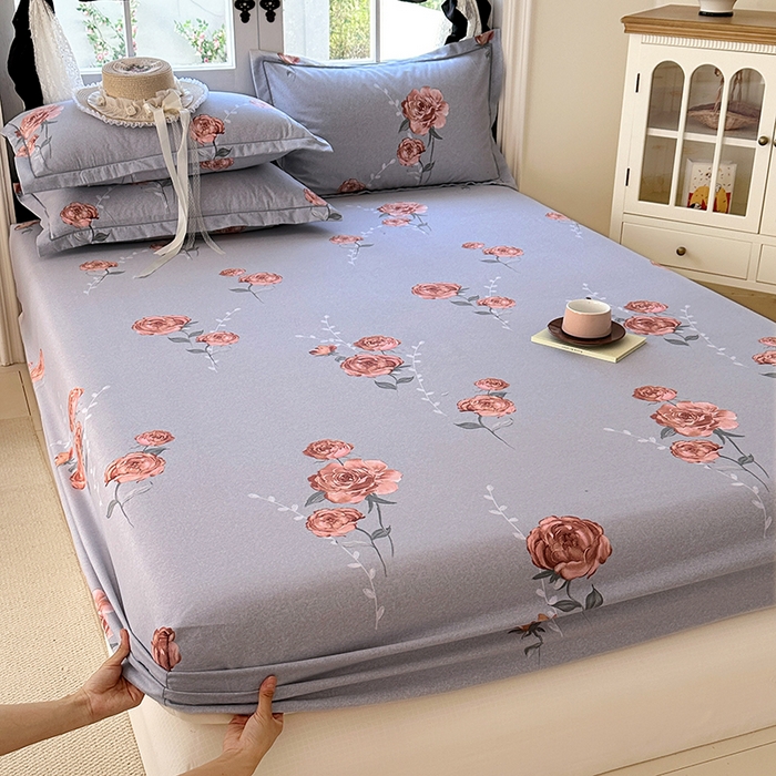 91家纺网 家纺一手货源 找家纺 家贝爱 2025新款加厚生态全棉磨毛床笠  芙蓉花语