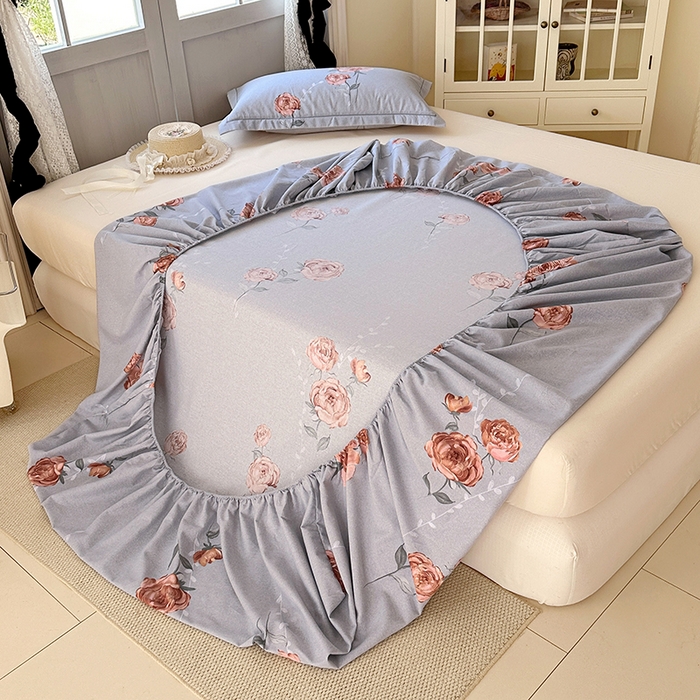 91家纺网 家纺一手货源 找家纺 家贝爱 2025新款加厚生态全棉磨毛床笠  芙蓉花语