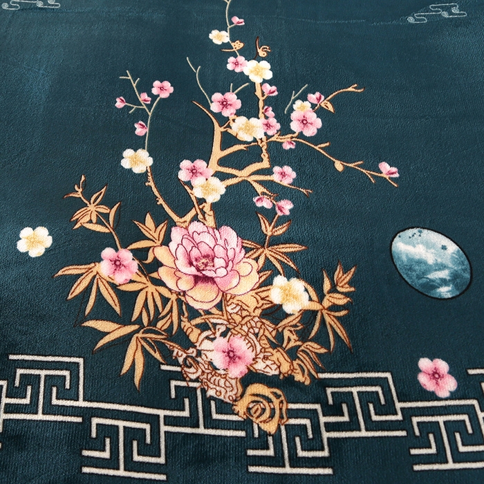 91家纺网 家纺一手货源 找家纺 绒品壹家  2025新款电商直播爆款高克重5斤牛奶绒金貂绒印花床裙款三件套四件套 花好月圆