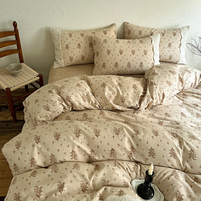 91家纺网 家纺一手货源 找家纺 富米莱（原臻工厂） 2025秋冬新品A类高克重亚麻复古全棉花边侘寂风原麻系列 繁花