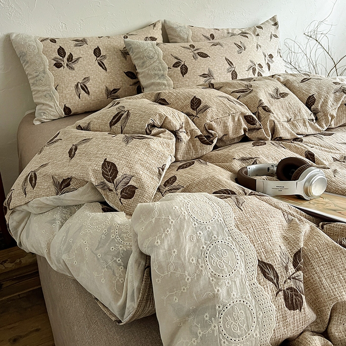 91家纺网 家纺一手货源 找家纺 富米莱（原臻工厂） 2025秋冬新品A类高克重亚麻复古全棉花边侘寂风原麻系列 花季