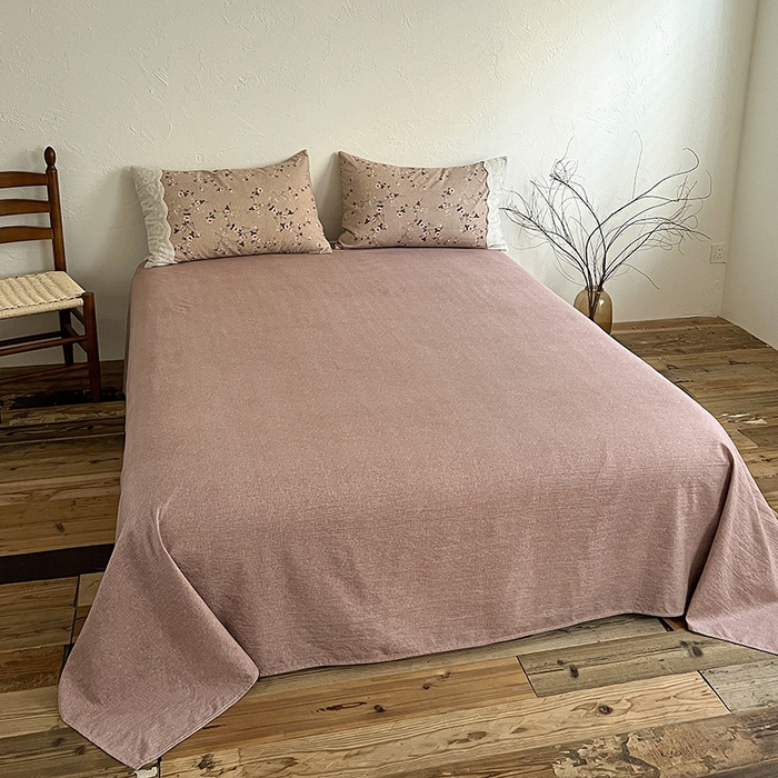 91家纺网 家纺一手货源 找家纺 富米莱（原臻工厂） 2025秋冬新品A类高克重亚麻复古全棉花边侘寂风原麻系列 花言