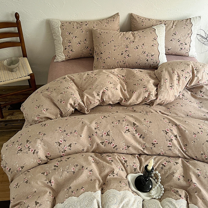 91家纺网 家纺一手货源 找家纺 富米莱（原臻工厂） 2025秋冬新品A类高克重亚麻复古全棉花边侘寂风原麻系列 花言