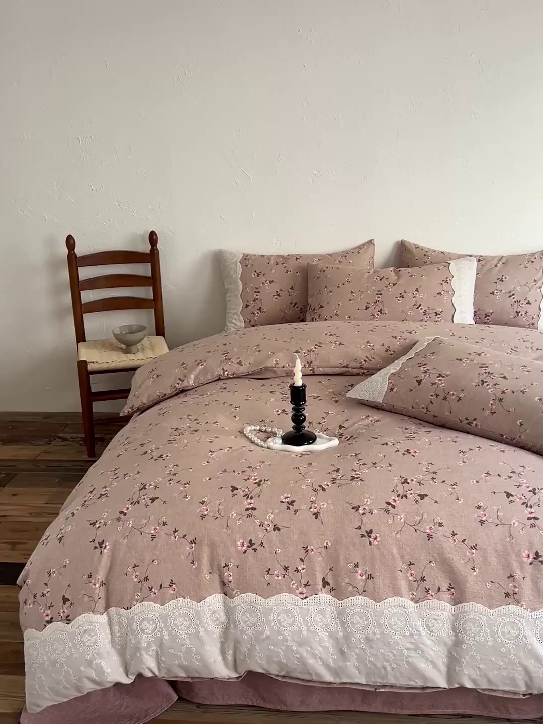 91家纺网 家纺一手货源 找家纺 富米莱（原臻工厂） 2025秋冬新品A类高克重亚麻复古全棉花边侘寂风原麻系列 花言