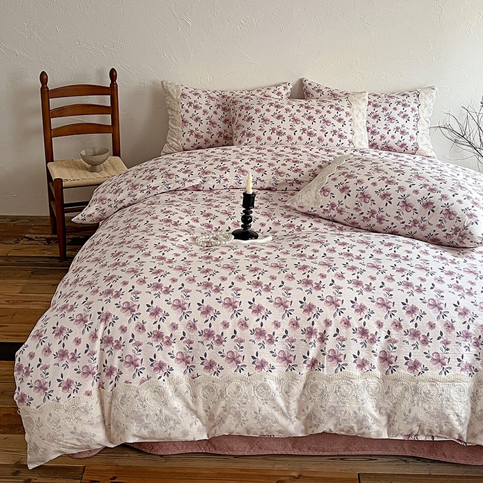 91家纺网 家纺一手货源 找家纺 富米莱（原臻工厂） 2025秋冬新品A类高克重亚麻复古全棉花边侘寂风原麻系列 幻城