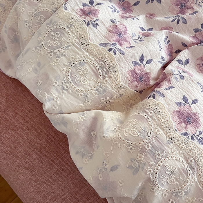 91家纺网 家纺一手货源 找家纺 富米莱（原臻工厂） 2025秋冬新品A类高克重亚麻复古全棉花边侘寂风原麻系列 幻城