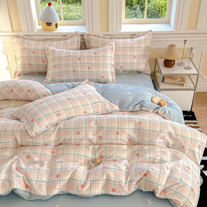 91家纺网 家纺一手货源 找家纺 帛织澜  2025新款全棉喷气12868系列纯棉四件套 草莓派