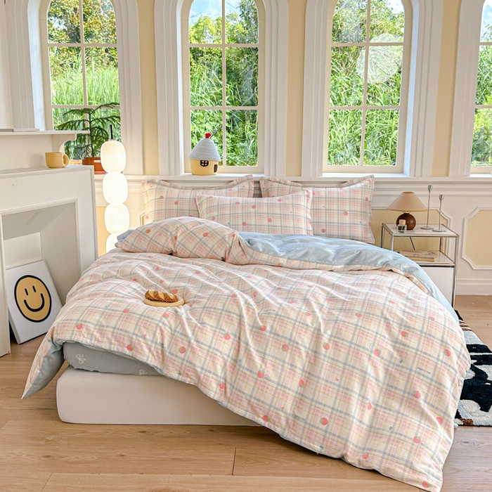 91家纺网 家纺一手货源 找家纺 帛织澜  2025新款全棉喷气12868系列纯棉四件套 草莓派