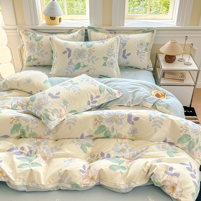 91家纺网 家纺一手货源 找家纺 帛织澜  2025新款全棉喷气12868系列纯棉四件套 花漾星辰