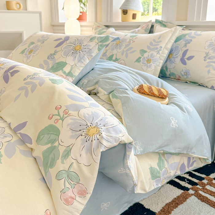 91家纺网 家纺一手货源 找家纺 帛织澜  2025新款全棉喷气12868系列纯棉四件套 花漾星辰