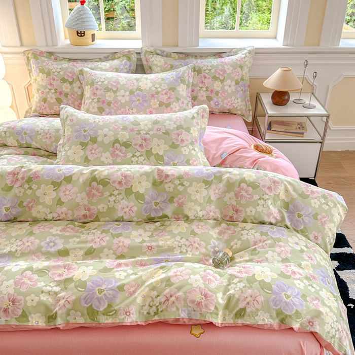 91家纺网 家纺一手货源 找家纺 帛织澜  2025新款全棉喷气12868系列纯棉四件套 七色花海