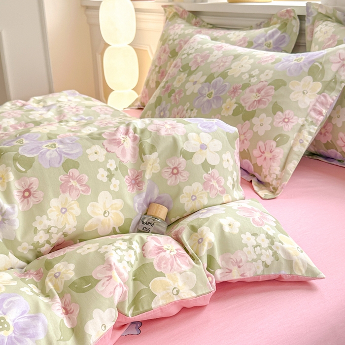 91家纺网 家纺一手货源 找家纺 帛织澜  2025新款全棉喷气12868系列纯棉四件套 七色花海