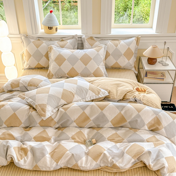 91家纺网 家纺一手货源 找家纺 帛织澜  2025新款全棉喷气12868系列纯棉四件套 瑞吉斯