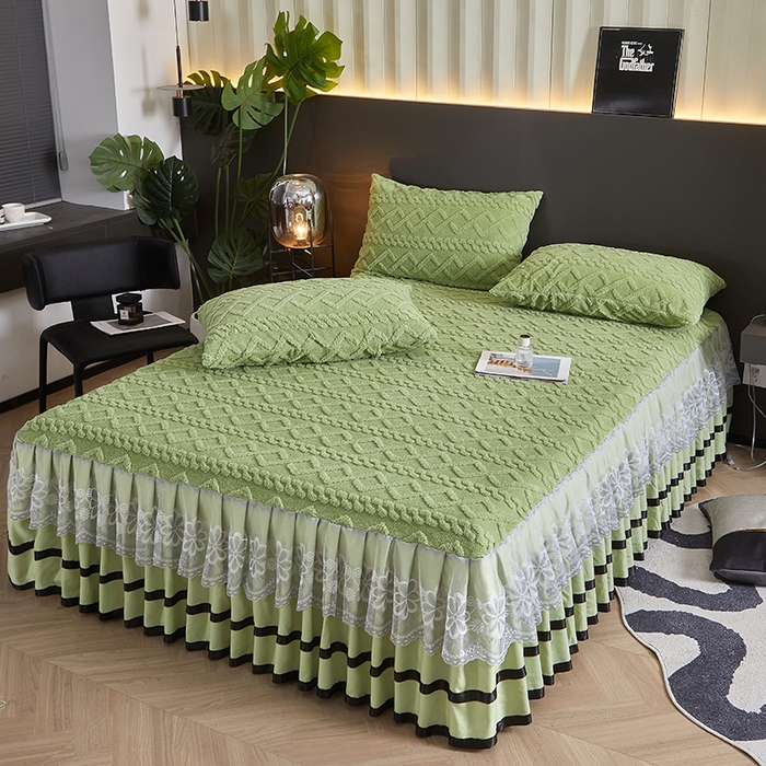 91家纺网 家纺一手货源 找家纺 （总）艾裙海 2025新款180克塔肤绒蕾丝床裙