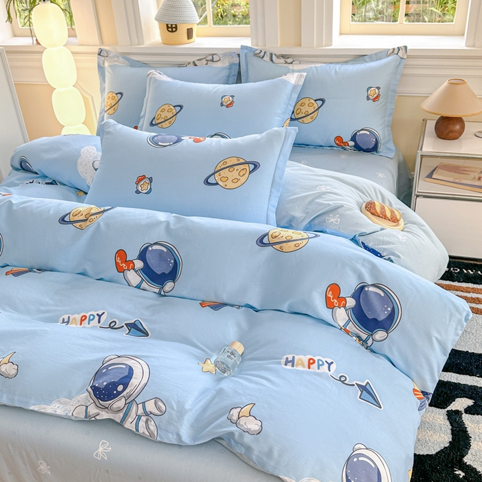 91家纺网 家纺一手货源 找家纺 帛织澜  2025新款全棉喷气12868系列纯棉四件套 太空奇遇