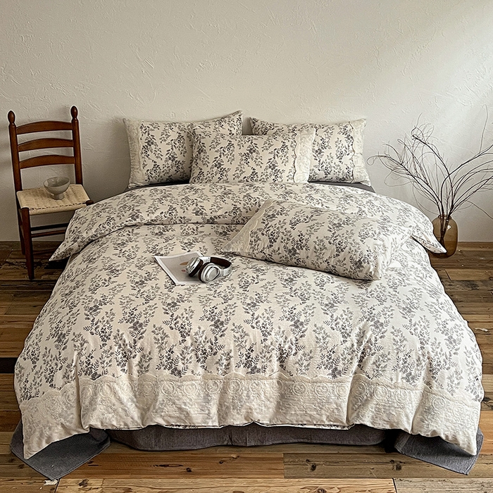 91家纺网 家纺一手货源 找家纺 富米莱（原臻工厂） 2025秋冬新品A类高克重亚麻复古全棉花边侘寂风原麻系列 欧若拉