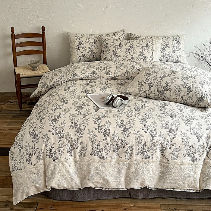 91家纺网 家纺一手货源 找家纺 富米莱（原臻工厂） 2025秋冬新品A类高克重亚麻复古全棉花边侘寂风原麻系列 欧若拉