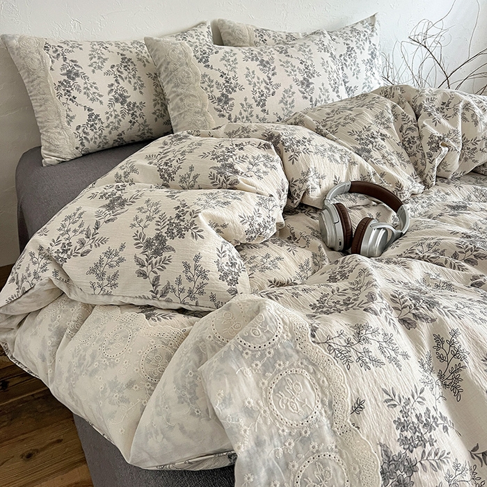 91家纺网 家纺一手货源 找家纺 富米莱（原臻工厂） 2025秋冬新品A类高克重亚麻复古全棉花边侘寂风原麻系列 欧若拉