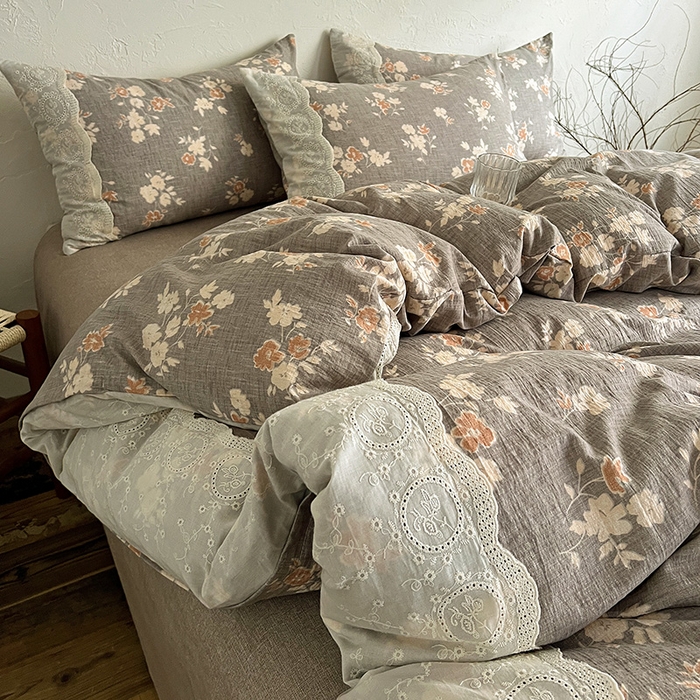 91家纺网 家纺一手货源 找家纺 富米莱（原臻工厂） 2025秋冬新品A类高克重亚麻复古全棉花边侘寂风原麻系列 山居