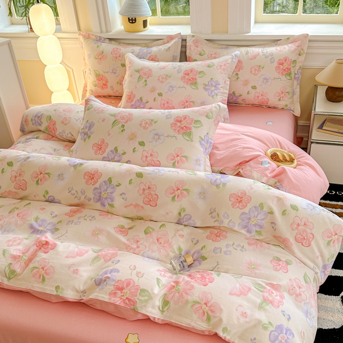 91家纺网 家纺一手货源 找家纺 帛织澜  2025新款全棉喷气12868系列纯棉四件套 遇妍